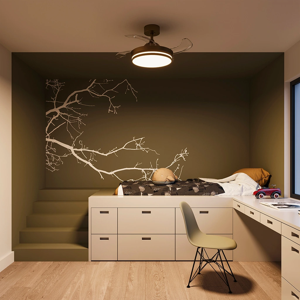 Ventilador OLIVER S BRONCE foto ambiente luz neutra